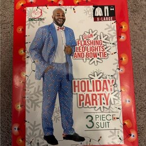 New In Box Blue Holiday Party Suit with Flashing LED Lights XL